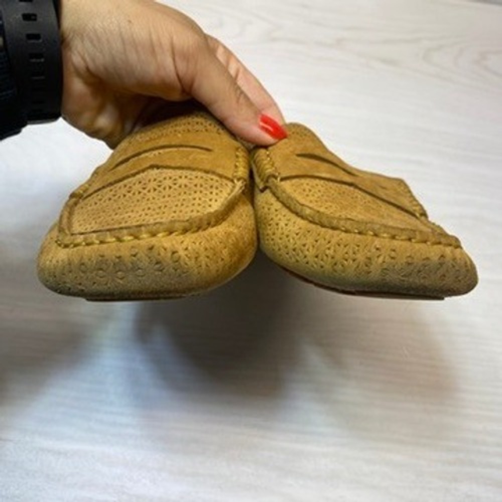 Lauren Ralph Lauren Womens 7.5B Camila Penny Loafers Perforated Tan Suede Mocs - Picture 5 of 9